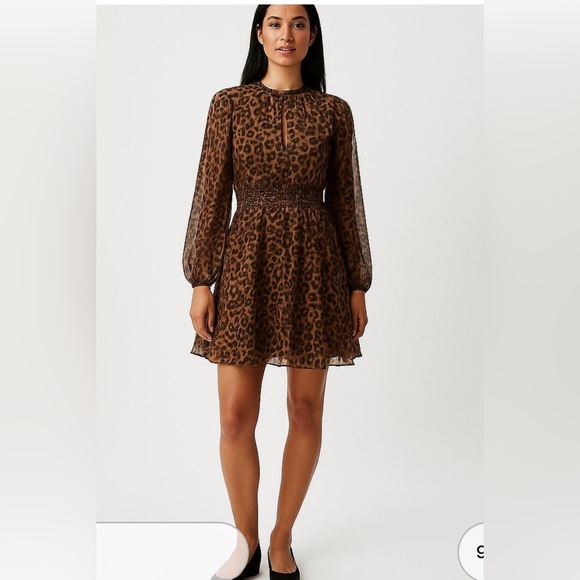 Old Navy Dresses & Skirts - OLD NAVY LEOPARD PRINT Cocktail Lined dress. Sheer Long sleeves. Size medium